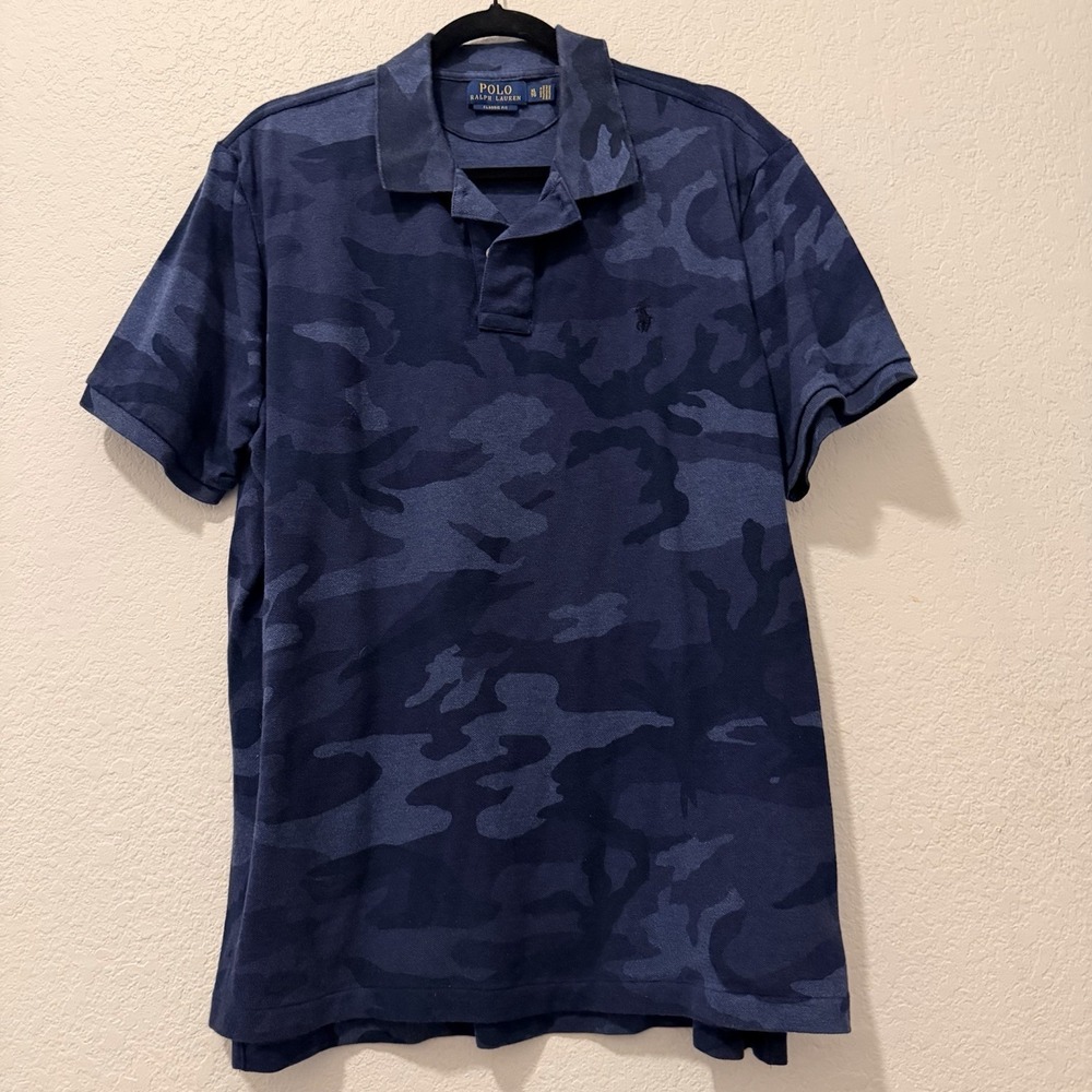 Polo Ralph Lauren Navy Camouflage Classic Fit Polo - Blue Camo Men's XL - Picture 7 of 10